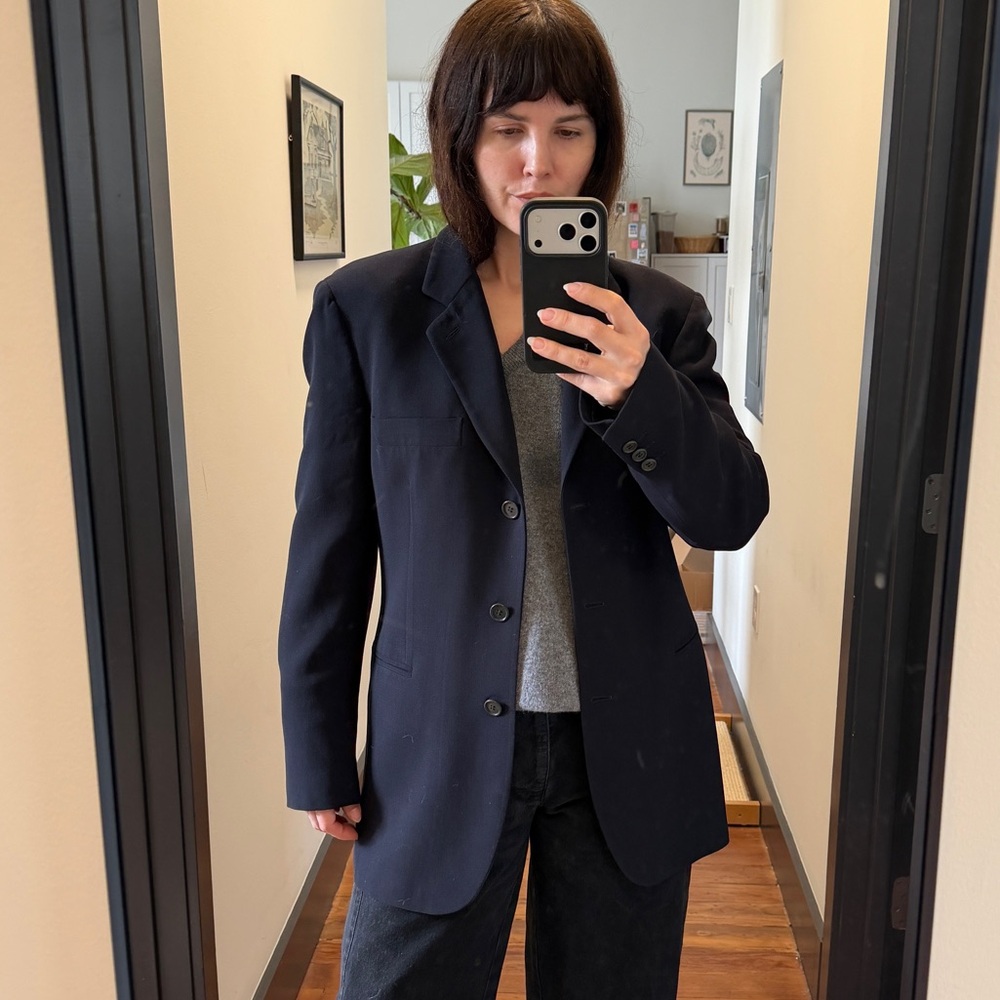 Georgio Armani Navy Wool Blazer Jacket 44 / 6-8 / Medium